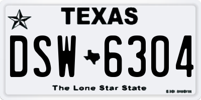 TX license plate DSW6304