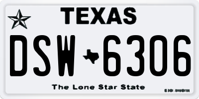 TX license plate DSW6306