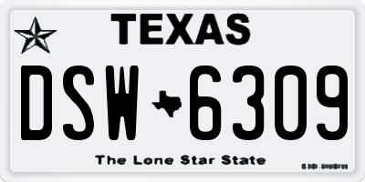 TX license plate DSW6309
