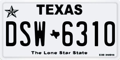 TX license plate DSW6310