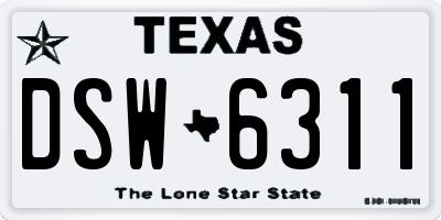 TX license plate DSW6311
