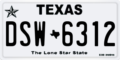 TX license plate DSW6312
