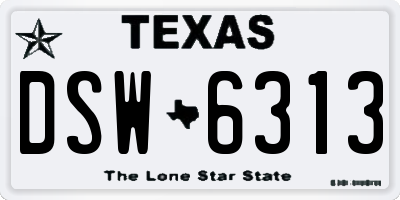 TX license plate DSW6313
