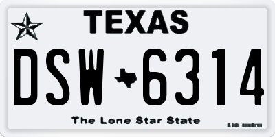 TX license plate DSW6314