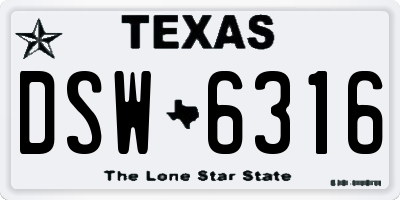 TX license plate DSW6316