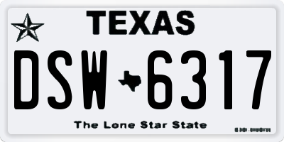 TX license plate DSW6317
