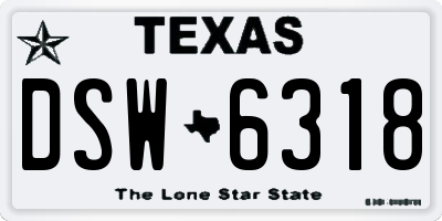 TX license plate DSW6318