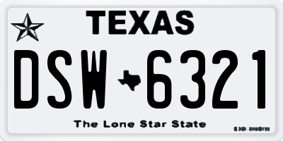 TX license plate DSW6321