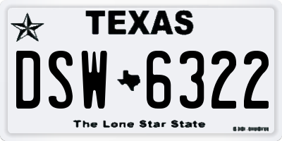 TX license plate DSW6322