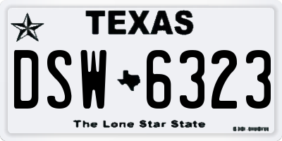 TX license plate DSW6323