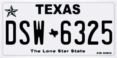 TX license plate DSW6325