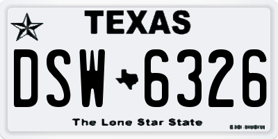 TX license plate DSW6326