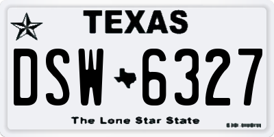 TX license plate DSW6327