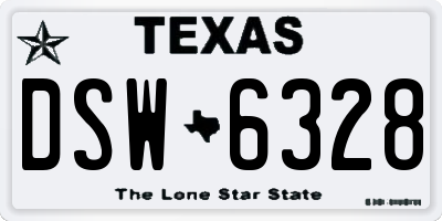 TX license plate DSW6328