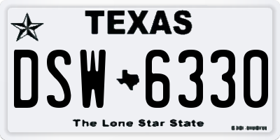TX license plate DSW6330