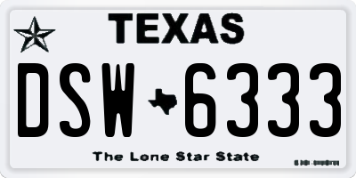 TX license plate DSW6333
