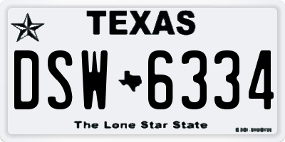 TX license plate DSW6334