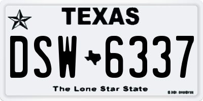 TX license plate DSW6337