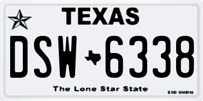 TX license plate DSW6338