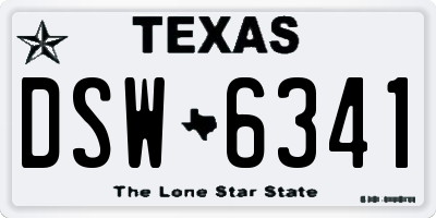 TX license plate DSW6341