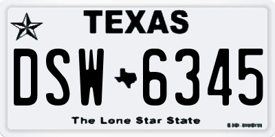 TX license plate DSW6345