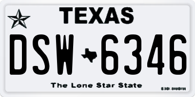 TX license plate DSW6346