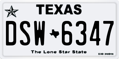 TX license plate DSW6347