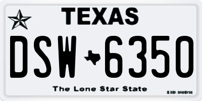 TX license plate DSW6350