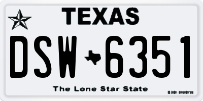 TX license plate DSW6351
