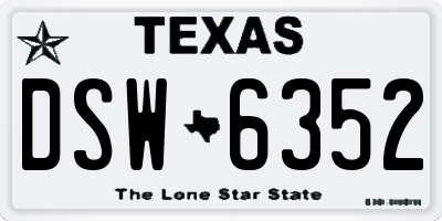 TX license plate DSW6352