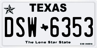 TX license plate DSW6353
