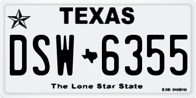 TX license plate DSW6355