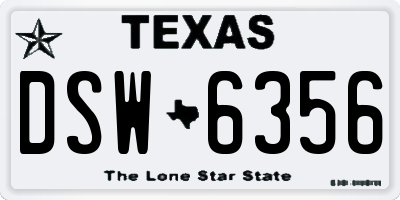 TX license plate DSW6356