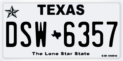 TX license plate DSW6357