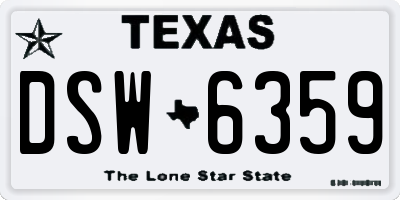 TX license plate DSW6359