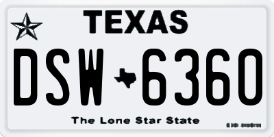 TX license plate DSW6360