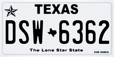 TX license plate DSW6362