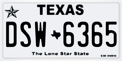 TX license plate DSW6365