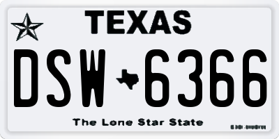 TX license plate DSW6366