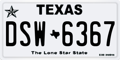 TX license plate DSW6367