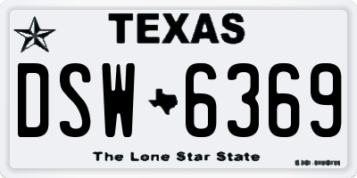 TX license plate DSW6369