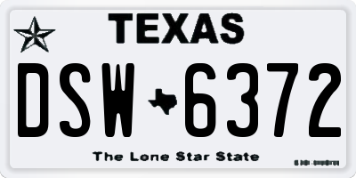 TX license plate DSW6372