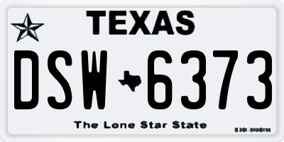 TX license plate DSW6373