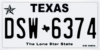 TX license plate DSW6374