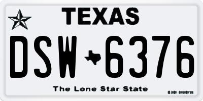 TX license plate DSW6376