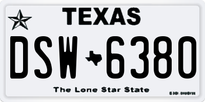 TX license plate DSW6380