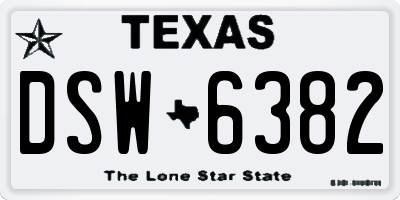 TX license plate DSW6382