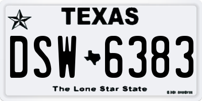 TX license plate DSW6383