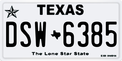 TX license plate DSW6385