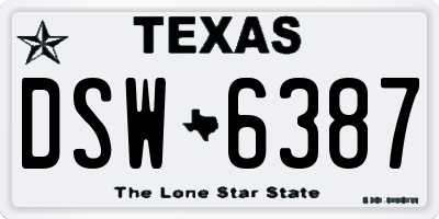 TX license plate DSW6387